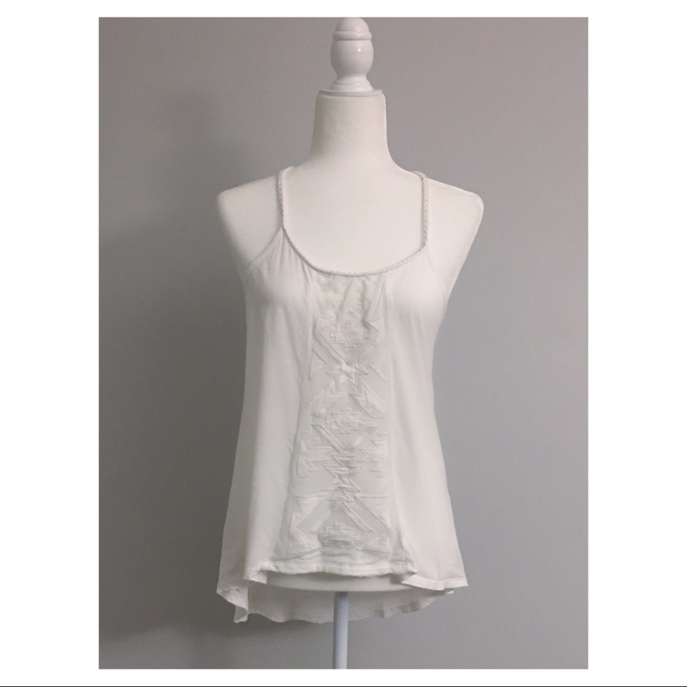 Others Follow White Detailed Racer-back Tank